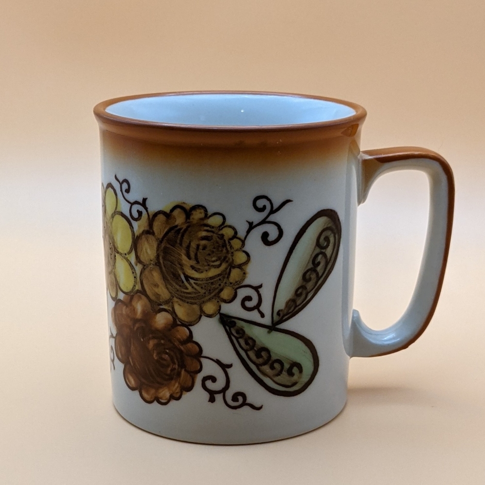 VTG MCM Hand-painted Japanese Floral Mug